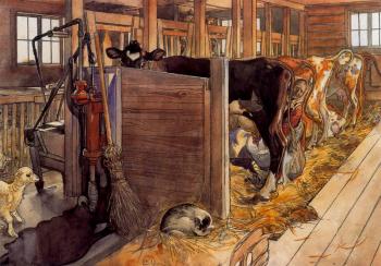 The Cowshed Carl Larsson